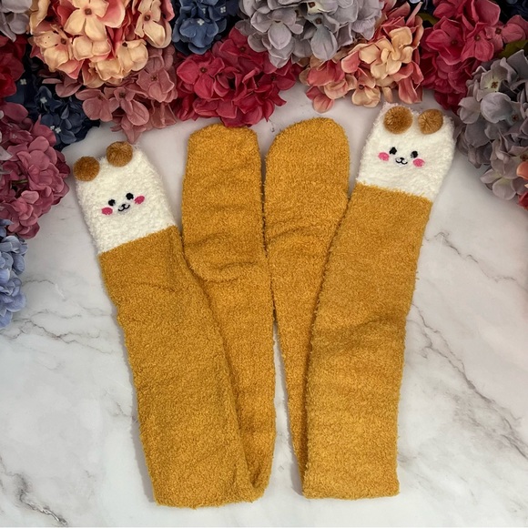 Whimsical Plush Animal Camel Brown Bear Over the Knee Socks - Picture 5 of 14